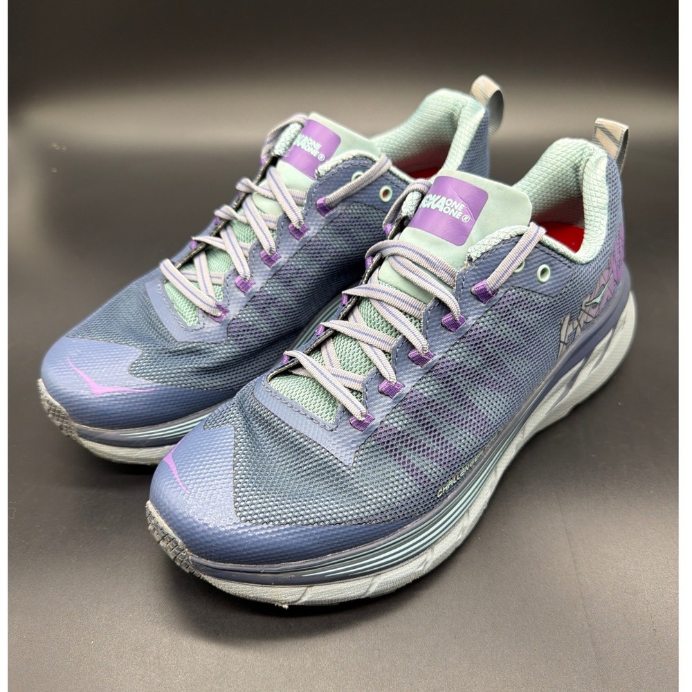 Hoka One One Challenger ATR 4 Womens 7 Blue Purple Trail Running Shoes 1018295